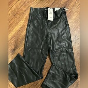 Zara Black Leather-Style Leggings. Size L.